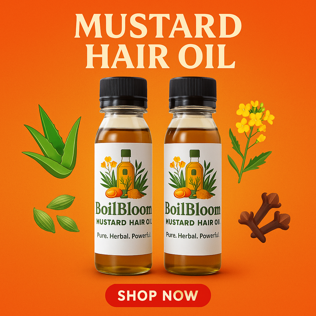 BoilBloom Mustard Hair Oil | 15 Herbs | 100% Natural | No Chemicals