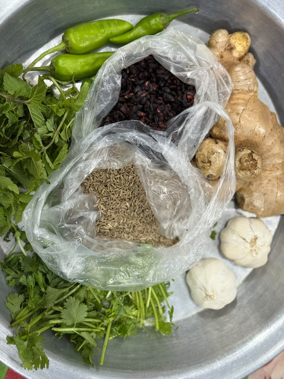 Blood Pressure Killer Chutney (Adrak lahsan anardana podina) (No Salt)
