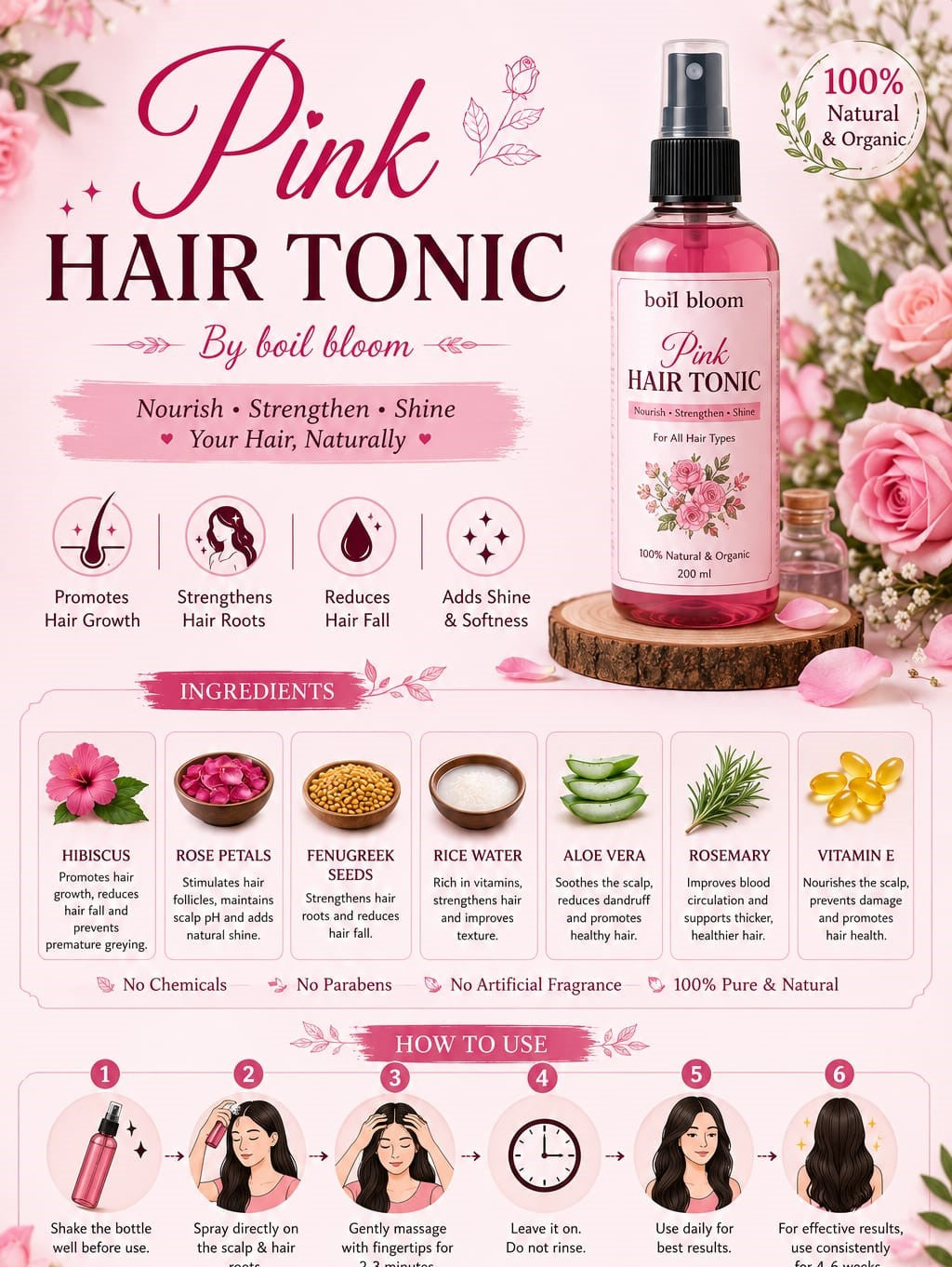 Boil Bloom Organic Hair Growth Spray – Faster, Healthier, Thicker Hair
