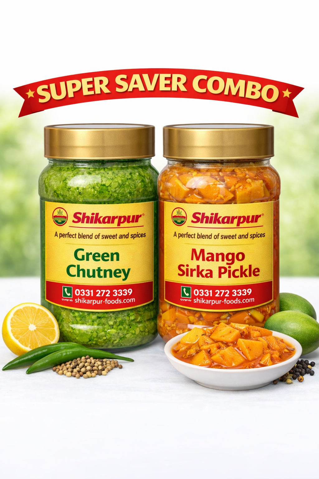 Green chutney + Mango sirka pickle | Combo