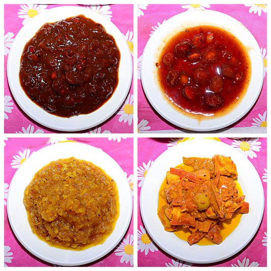 Pack of 4 ~ Imli chutney ~ Plum chutney ~ Mixed oil pickle ~ Mango sweet and sour chutney ~ 4 boxes ~ 4 KG ~ Buy more save more