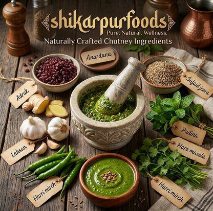 Blood Pressure Killer Chutney (Adrak lahsan anardana podina) (No Salt)