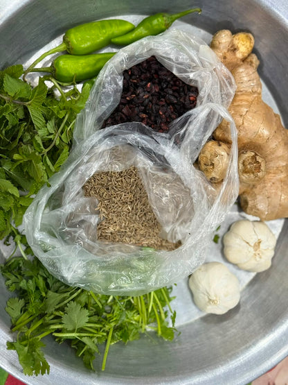 Blood Pressure Killer Chutney (Adrak lahsan anardana podina) (No Salt)