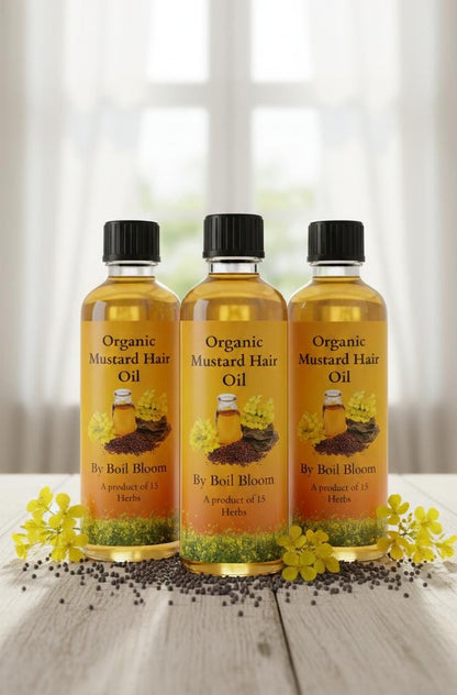 BoilBloom Mustard Hair Oil | 15 Herbs | 100% Natural | No Chemicals