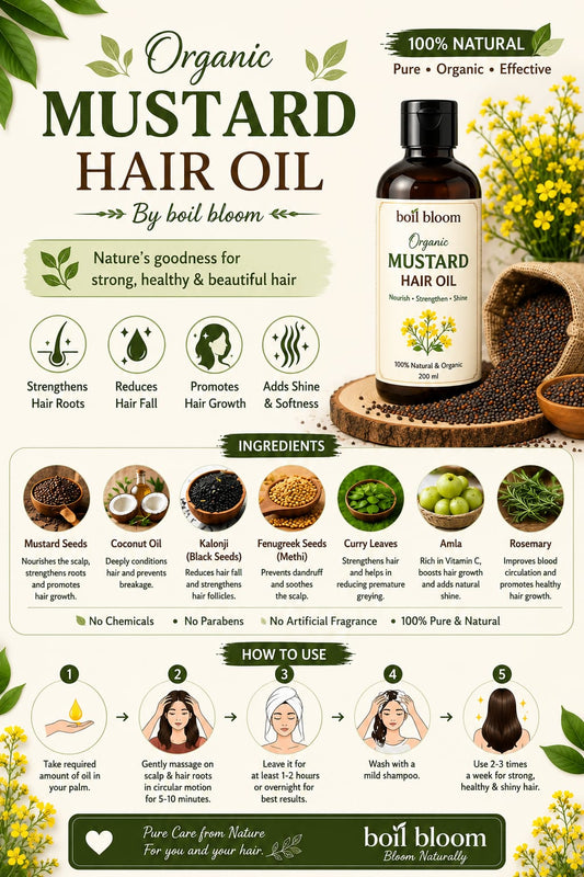 BoilBloom Mustard Hair Oil | 15 Herbs | 100% Natural | No Chemicals
