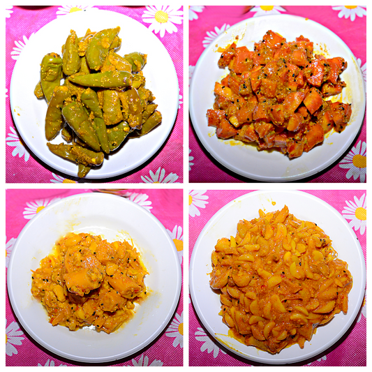 Pack of 4 ~ Green chilli pickle ~ Carrot pickle ~ Lotus root pickle ~ Garlic pickle ~ 4 boxes ~ 4 KG ~ Buy more save more